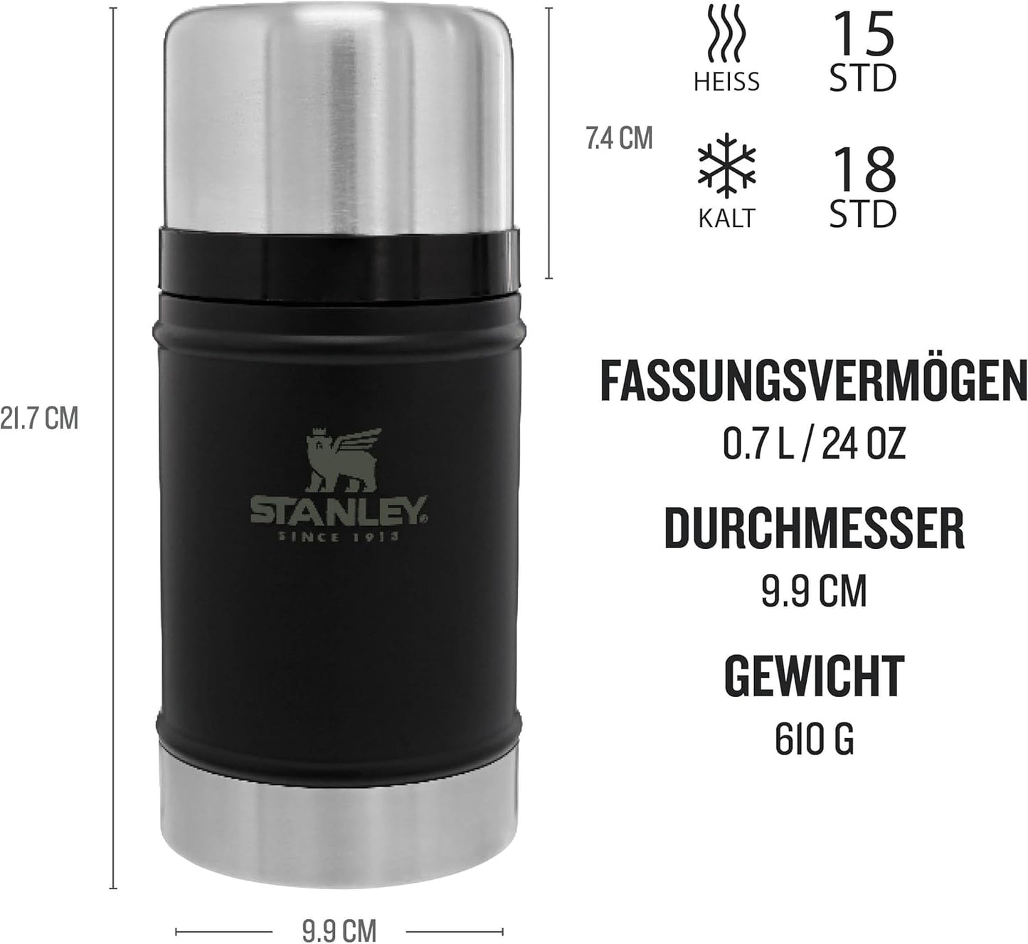 Classic Legendary Thermobehälter, Matte Black 0.7L