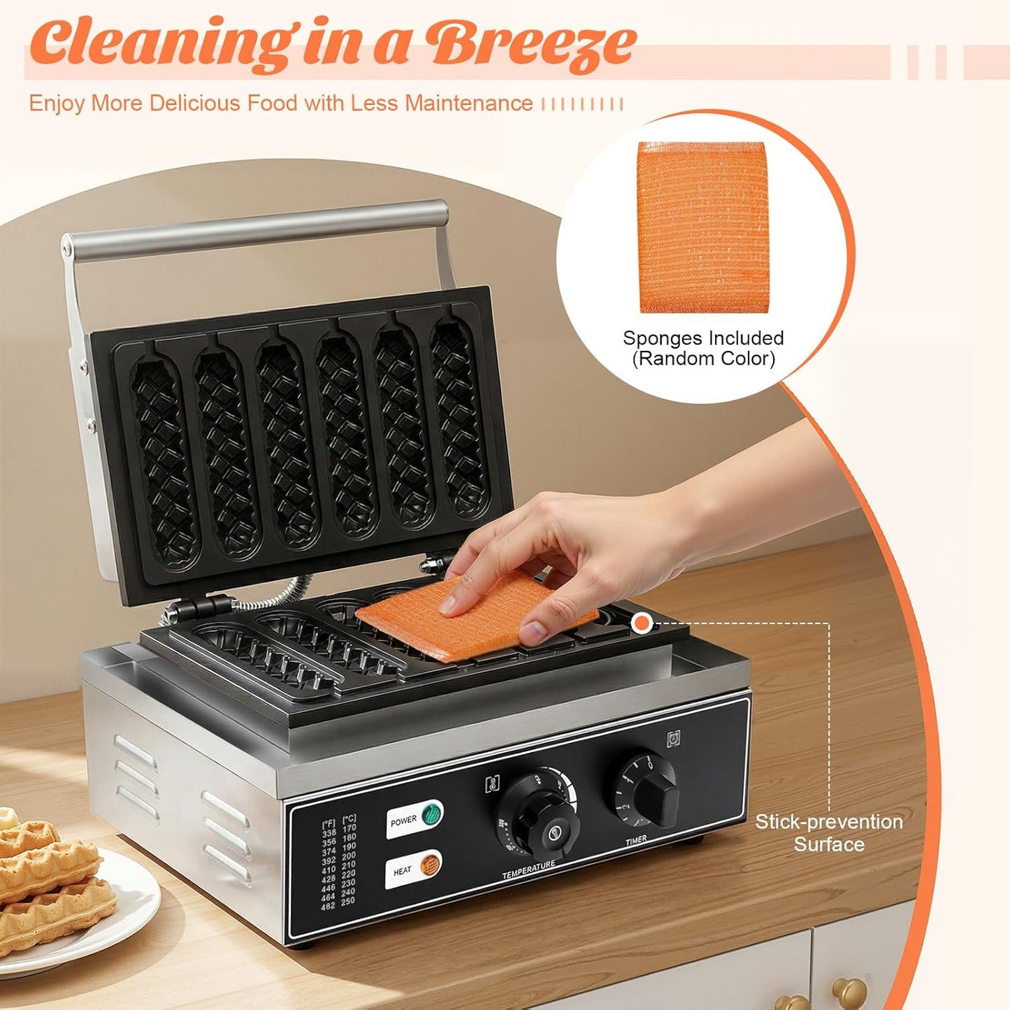 Stick Waffle Maker für 6 Lollipop-Waffeln