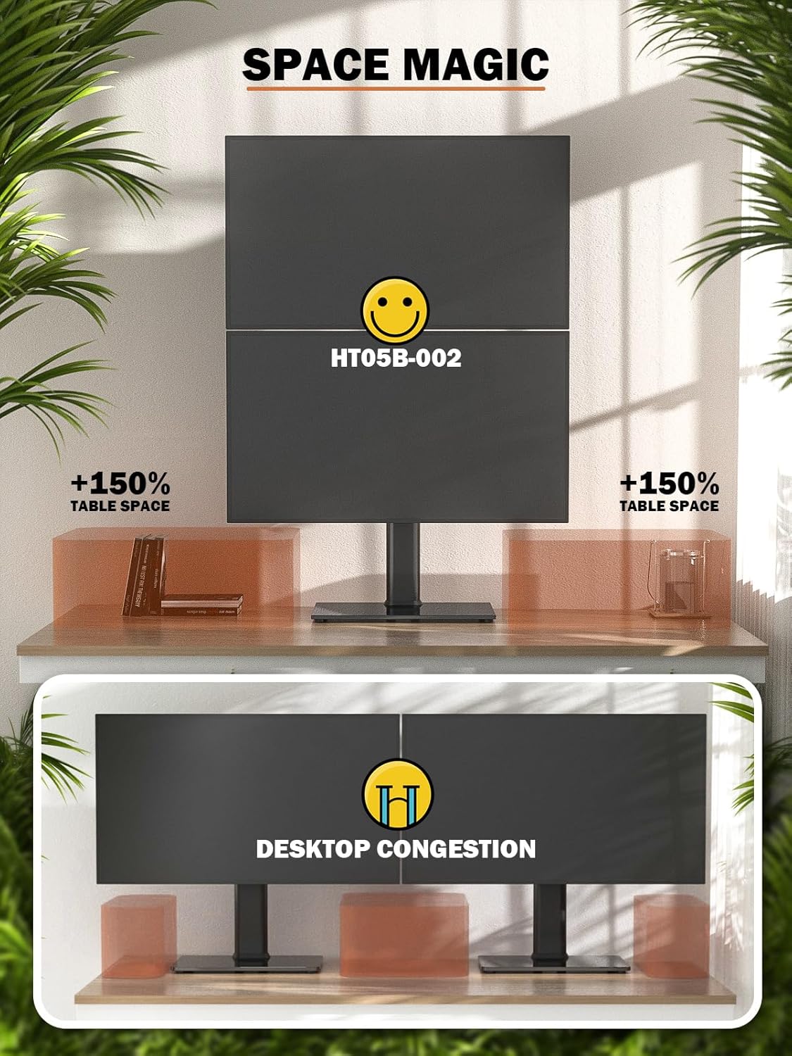 Vertikaler Dual Monitor Ständer für 13-34 Zoll Bildschirme, Schwarz