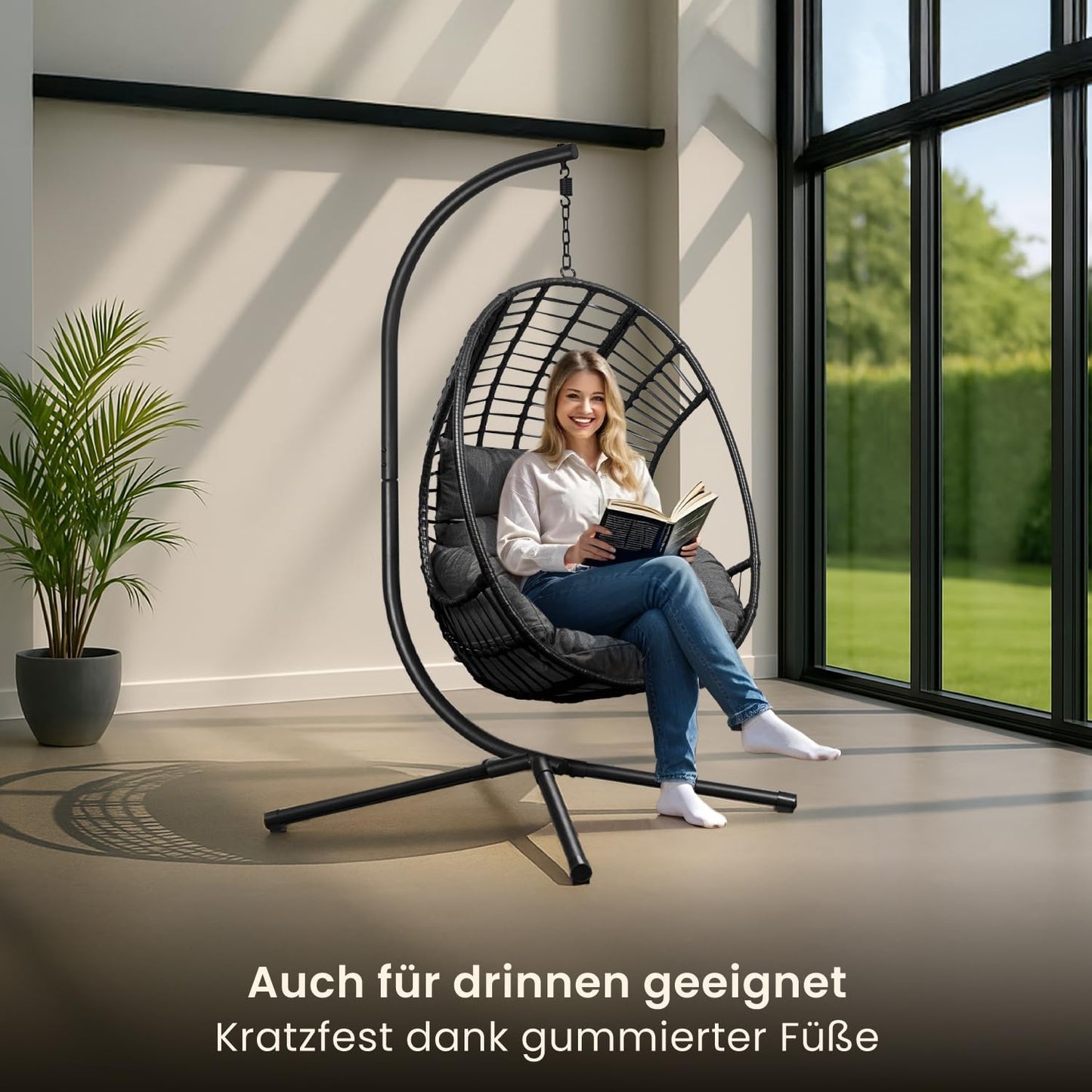 Hängesessel mit Gestell, Dunkelgrauu