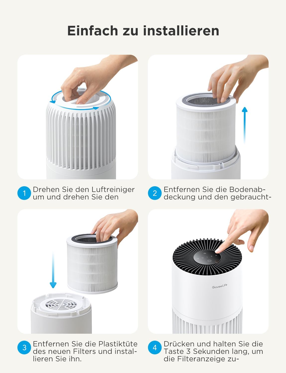 Mini-Luftreiniger H7127 mit HEPA Smart Filter & App-Steuerung