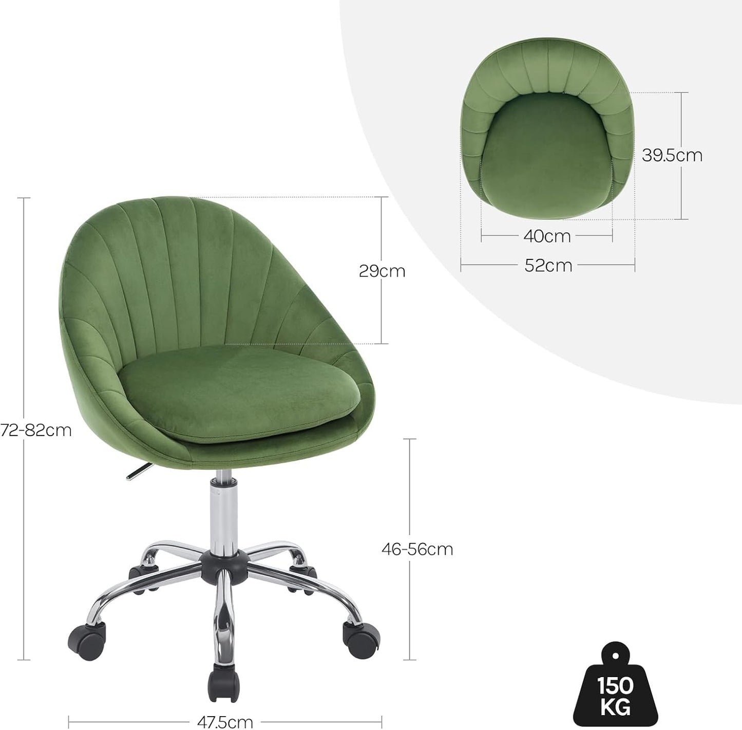 Ergonomischer Drehstuhl, Grün Samt