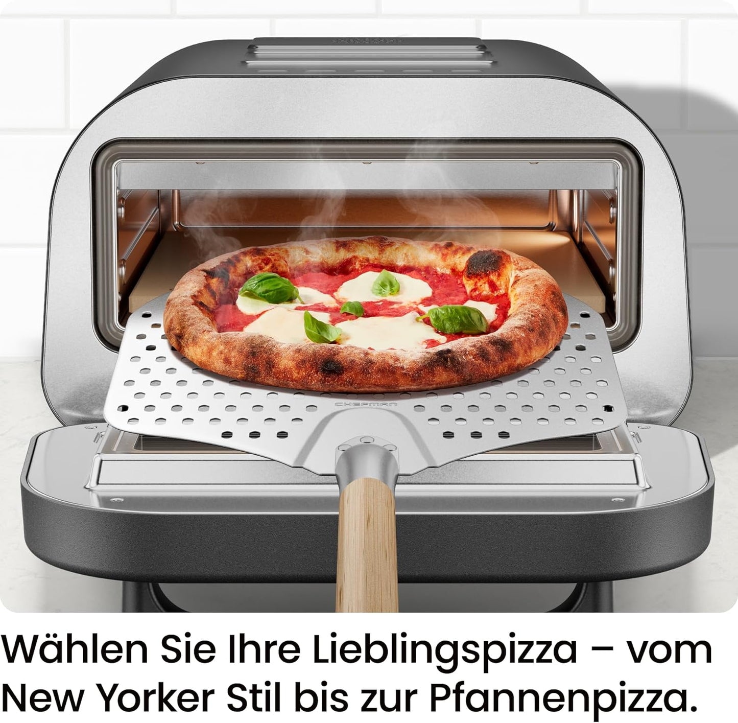 Pizzaofen mit Pizzastein & Pizzaschieber, Schwarz