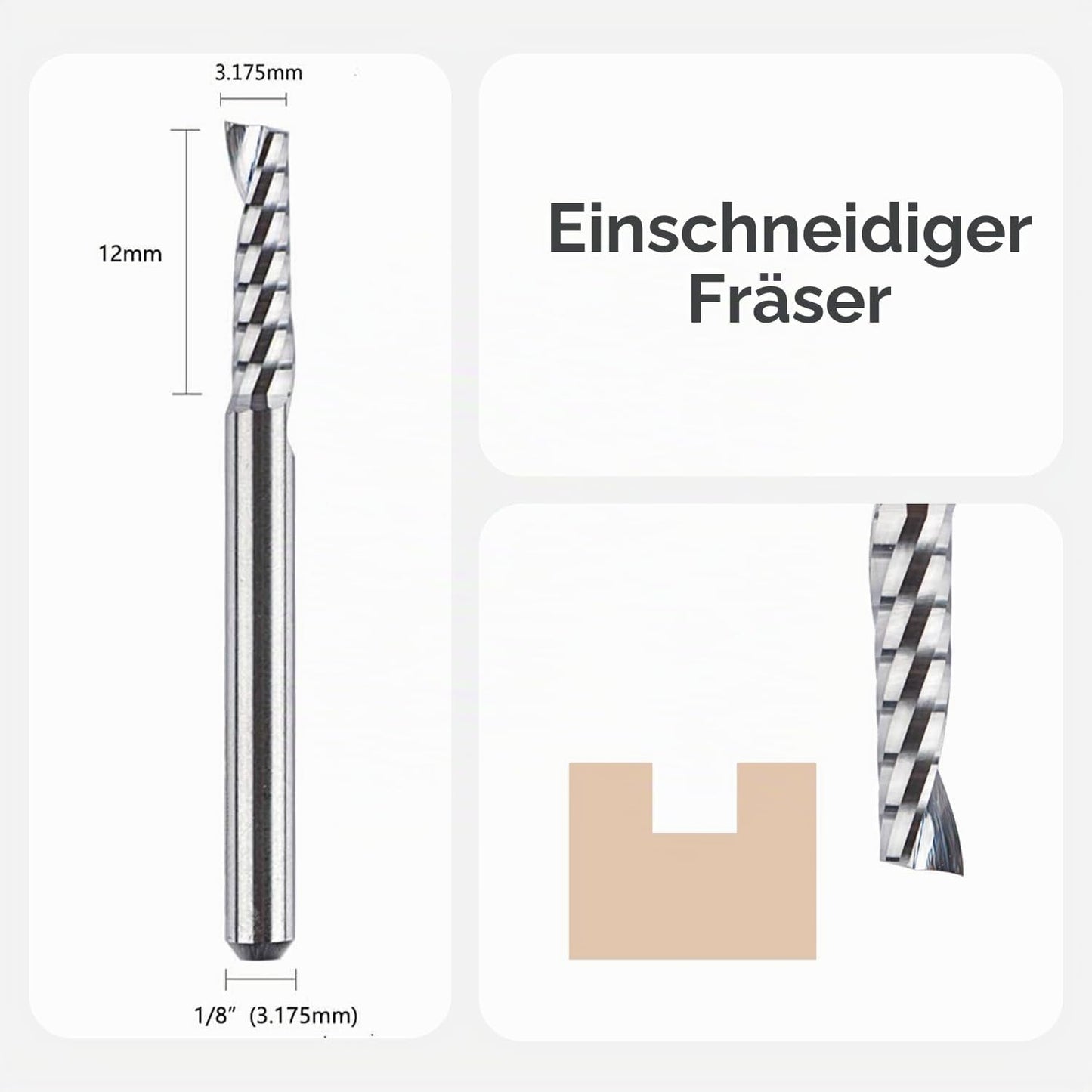 Einschneidiger CNC-Fräser-Set, 5 Stück, D3.1-L12-5pcs