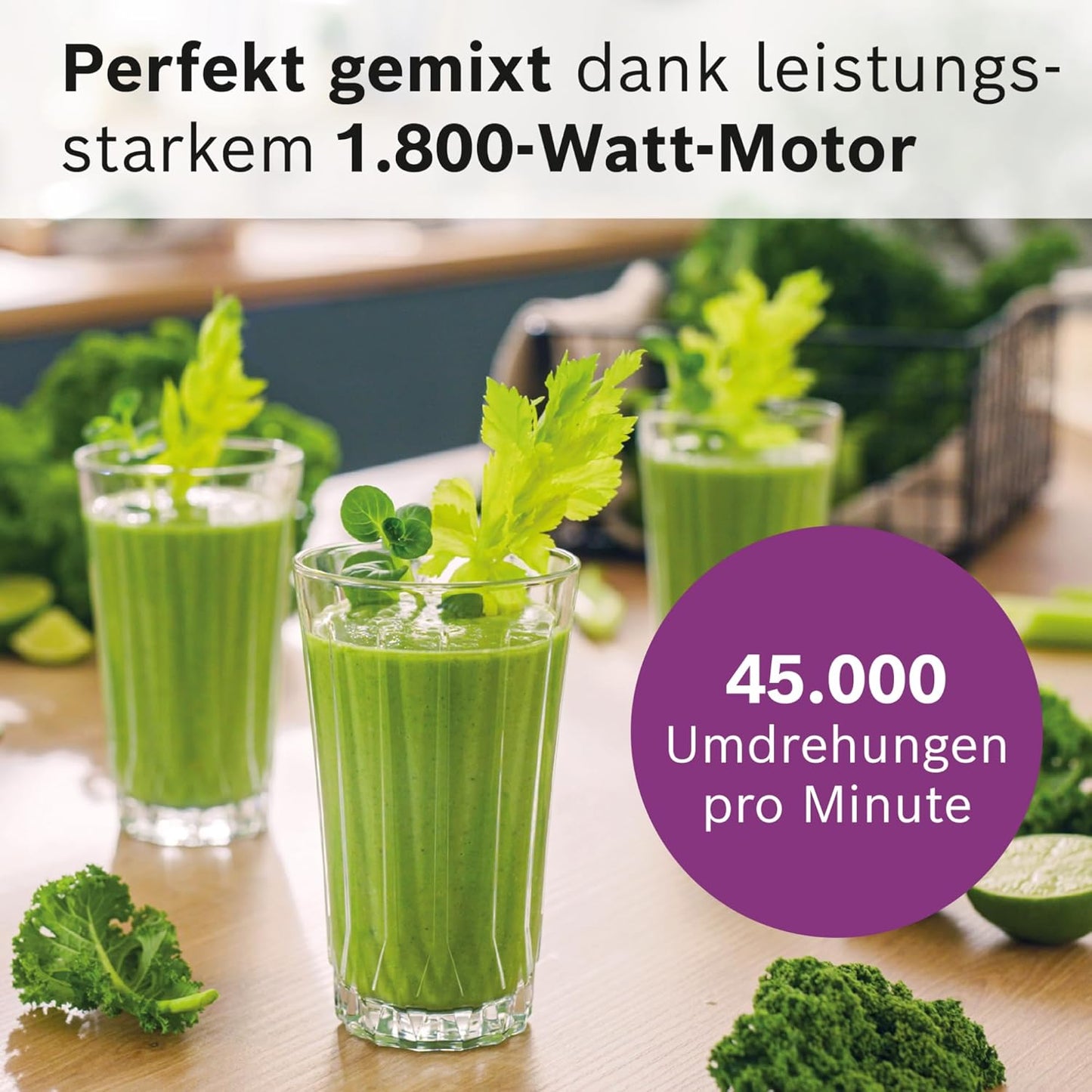 Hochleistungsmixer MMB6652B mit Suppenprogramm und 45.000 U-min, Schwarz 1800 W