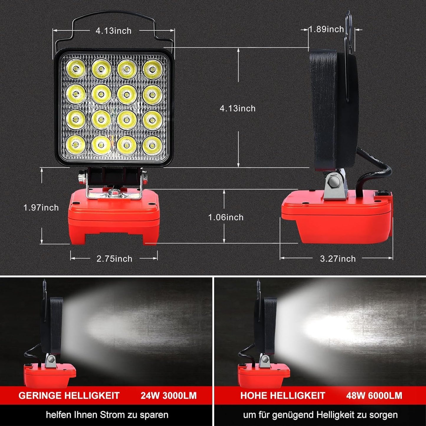 Kabellose LED Arbeitsleuchte, 48w für Milwaukee M18 18v