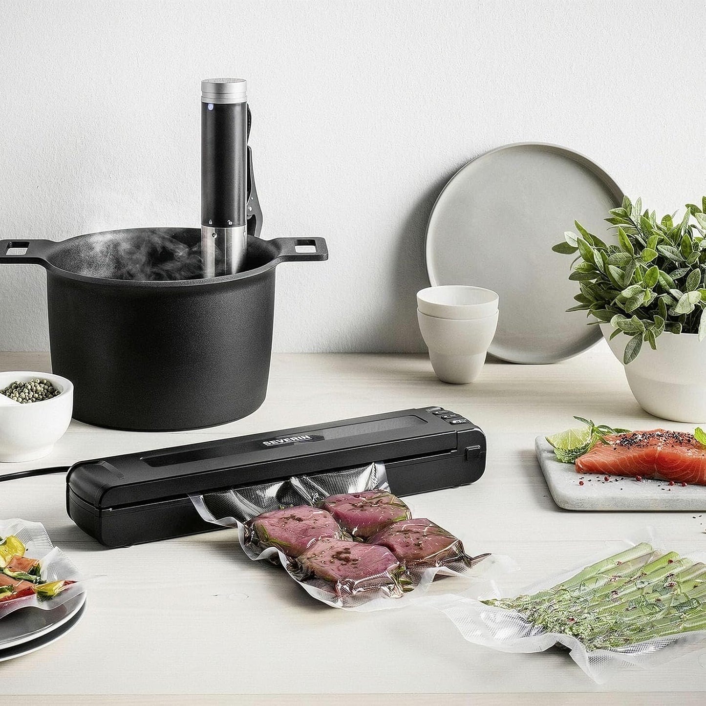 Vakuumiergerät FS 3601 mit 5 Beuteln, Mit One Touch & Behälter Funktion