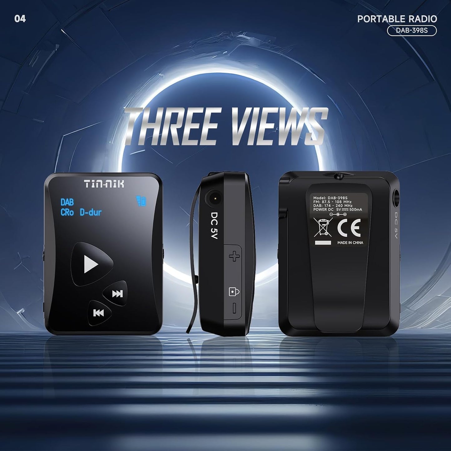 DAB/DAB+/UKW-Taschenradio DAB-398S mit OLED-Display
