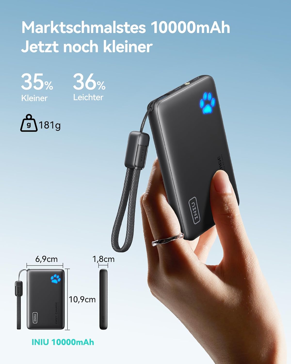 Powerbank P41 mit PD3.0 und Taschenlampe, Beige