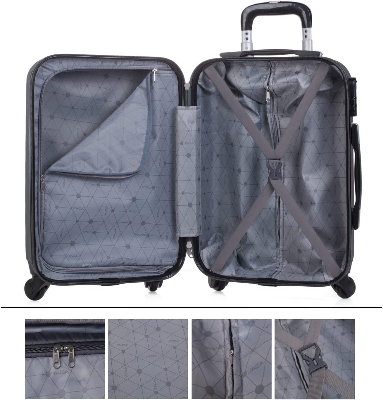 Hartschalenkoffer mit Beauty-Case, Antrazit M + XS