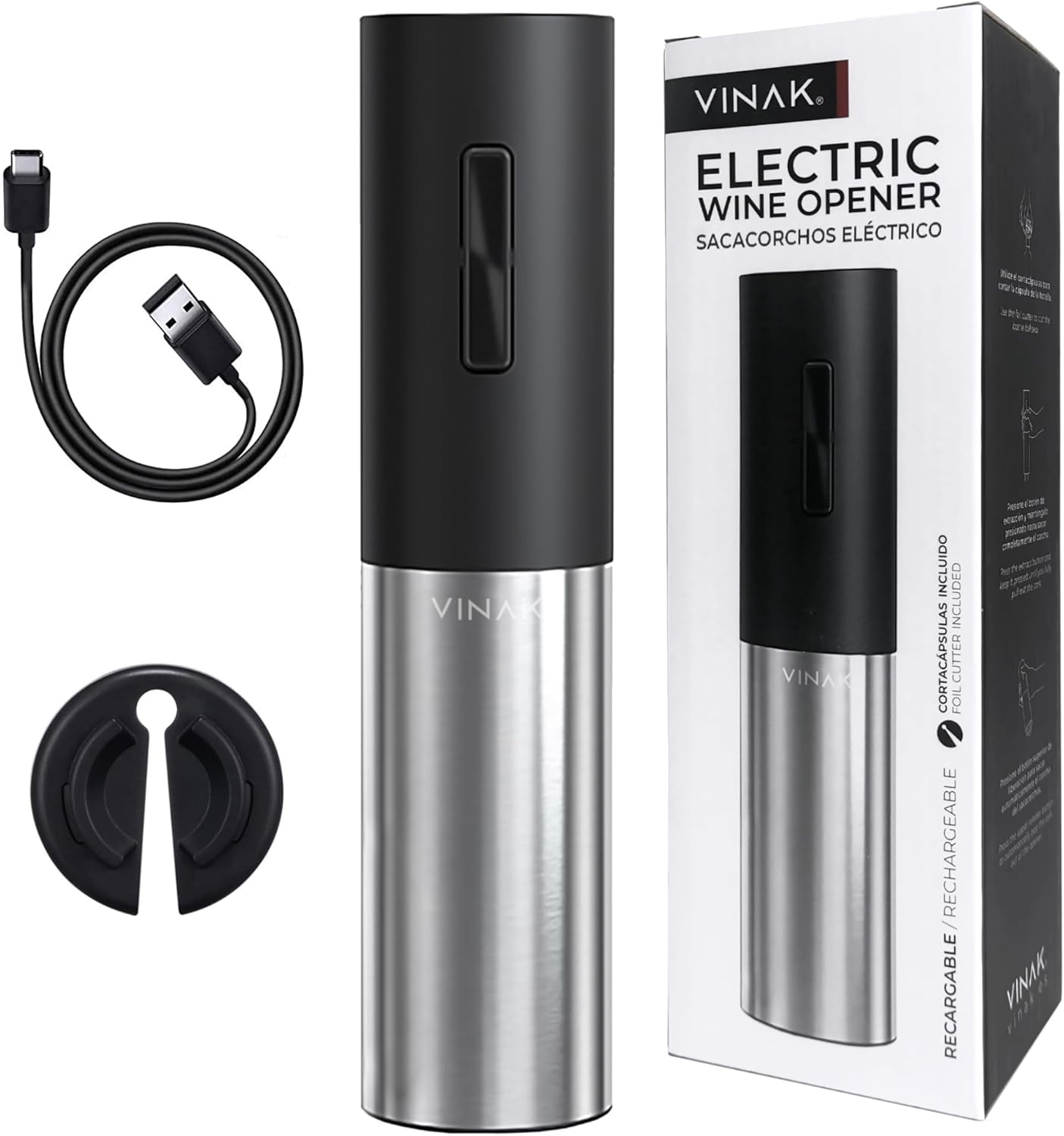 Elektrischer Korkenzieher mit USB-C und Kapselschneider