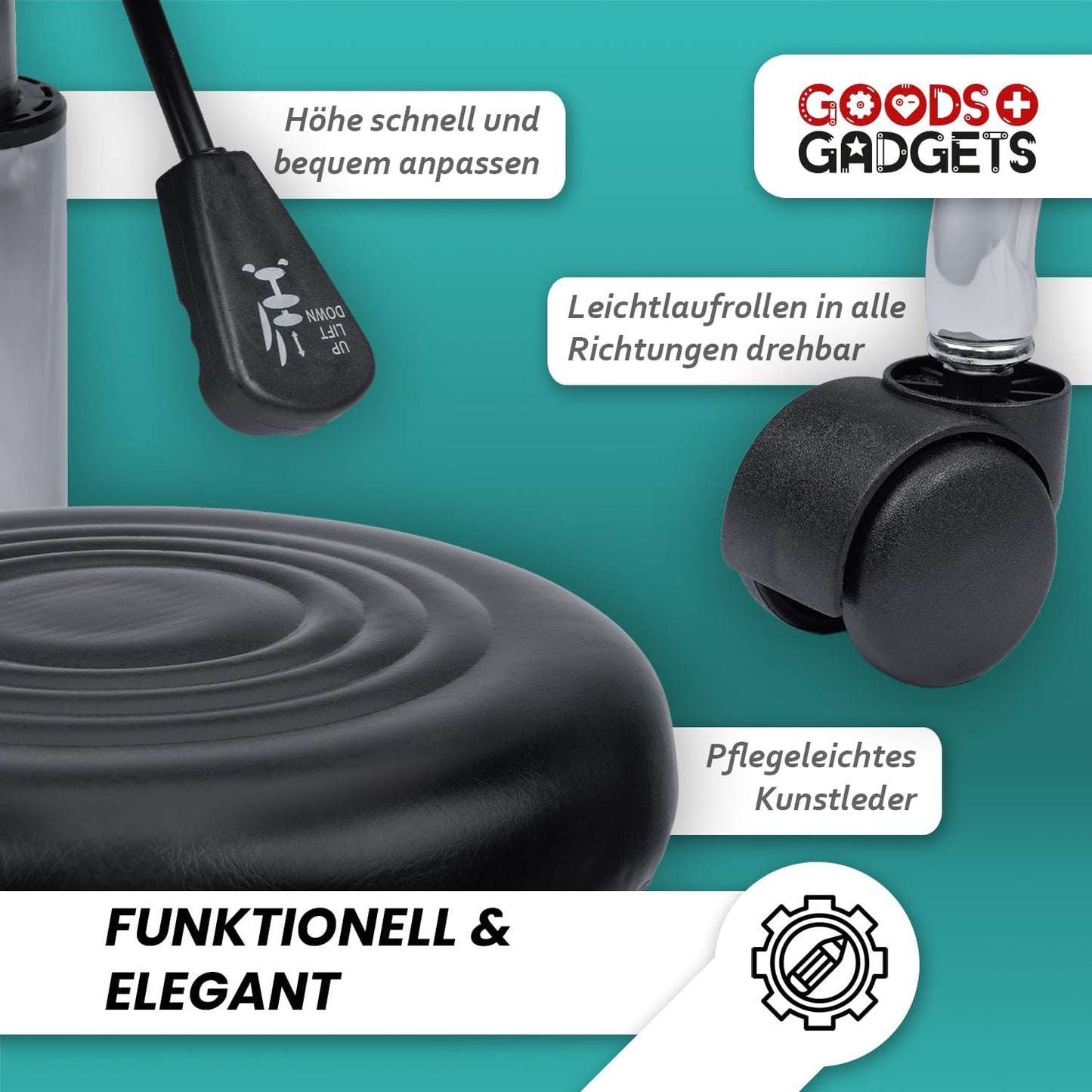 Ergonomischer Arbeitshocker, Schwarz