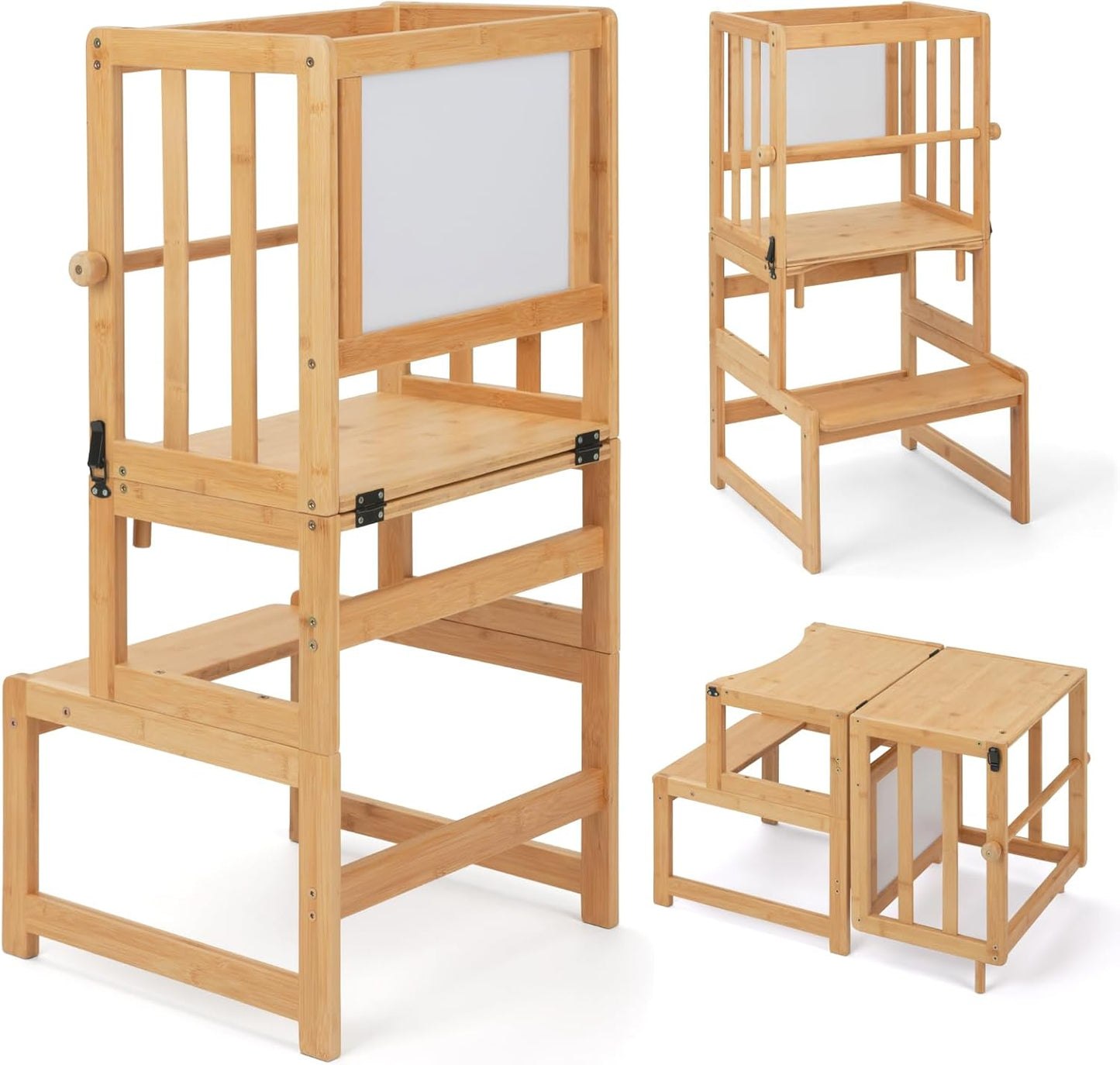 Montessori Lernturm ab 1 Jahr klappbar, L Klassisches Natur