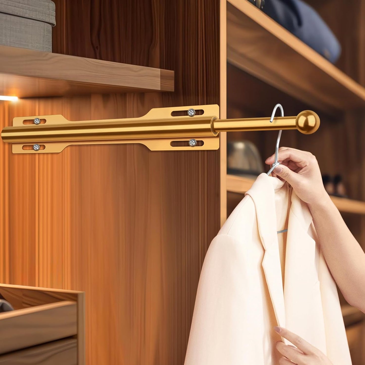 Ausziehbarer Kleiderstangenhalter für Schrank, Gold