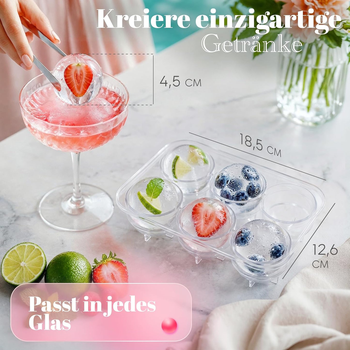 Eiskugelform XL, Pink 03x Kugel