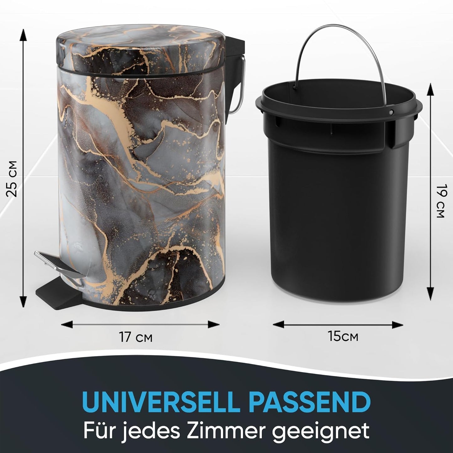 Kosmetikeimer mit Absenkautomatik, Marmor Abstrakt