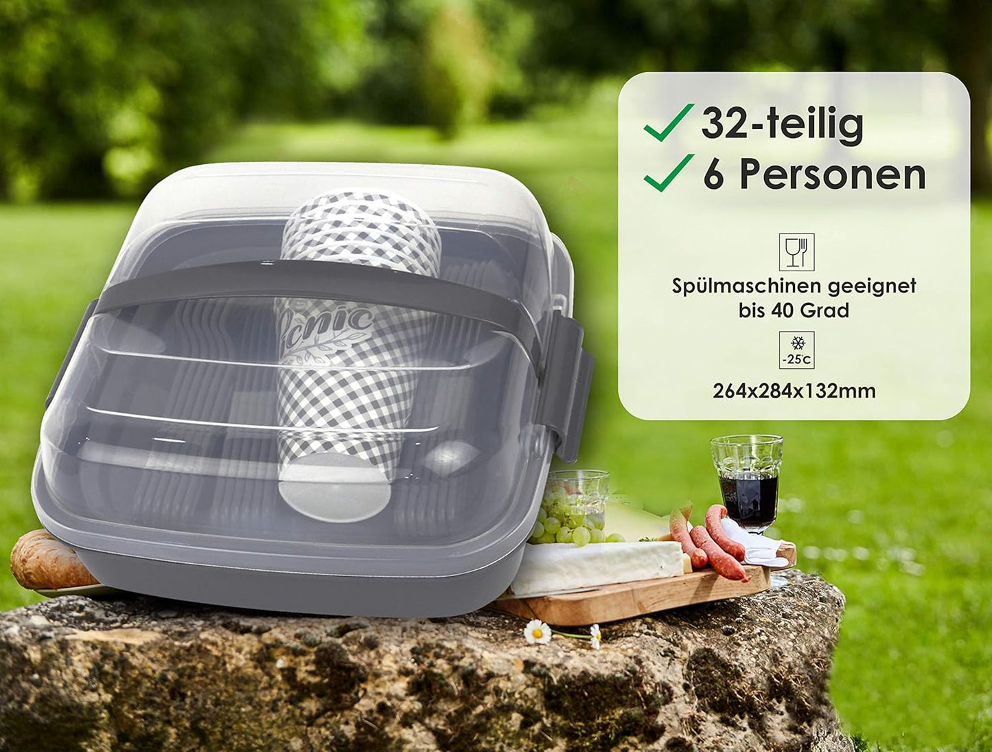 Picknickset für 6 Personen, Blau