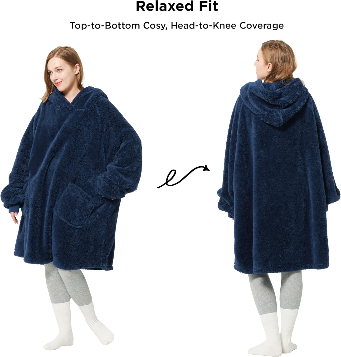 Hoodie Decke, L 13-blau Kurz