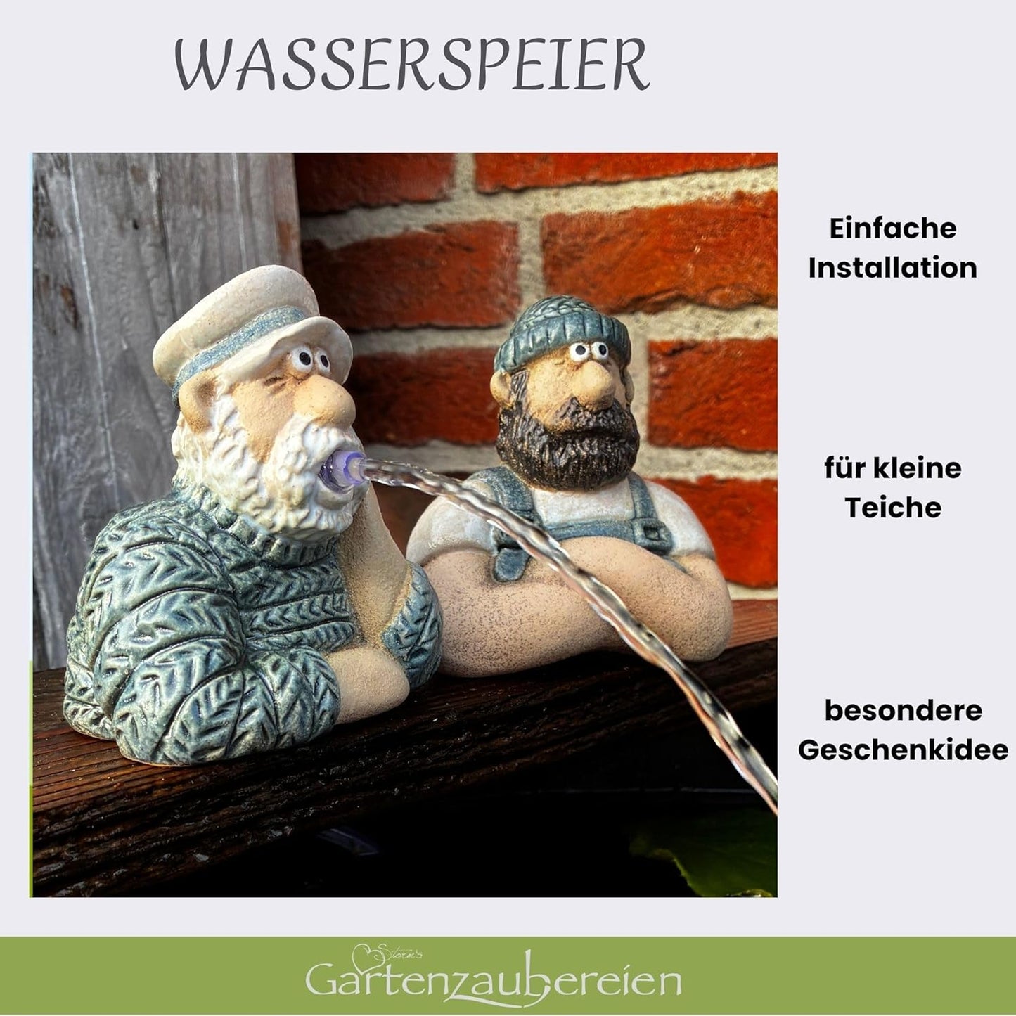 Wasserspeier Seemann Set aus Keramik (2-teilig)