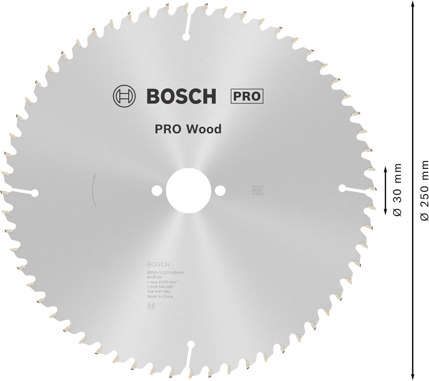 PRO Wood Kreissägeblatt, 250 x 3.2 x 30 mm, 250 x 3.2/2.2 x 30 mm