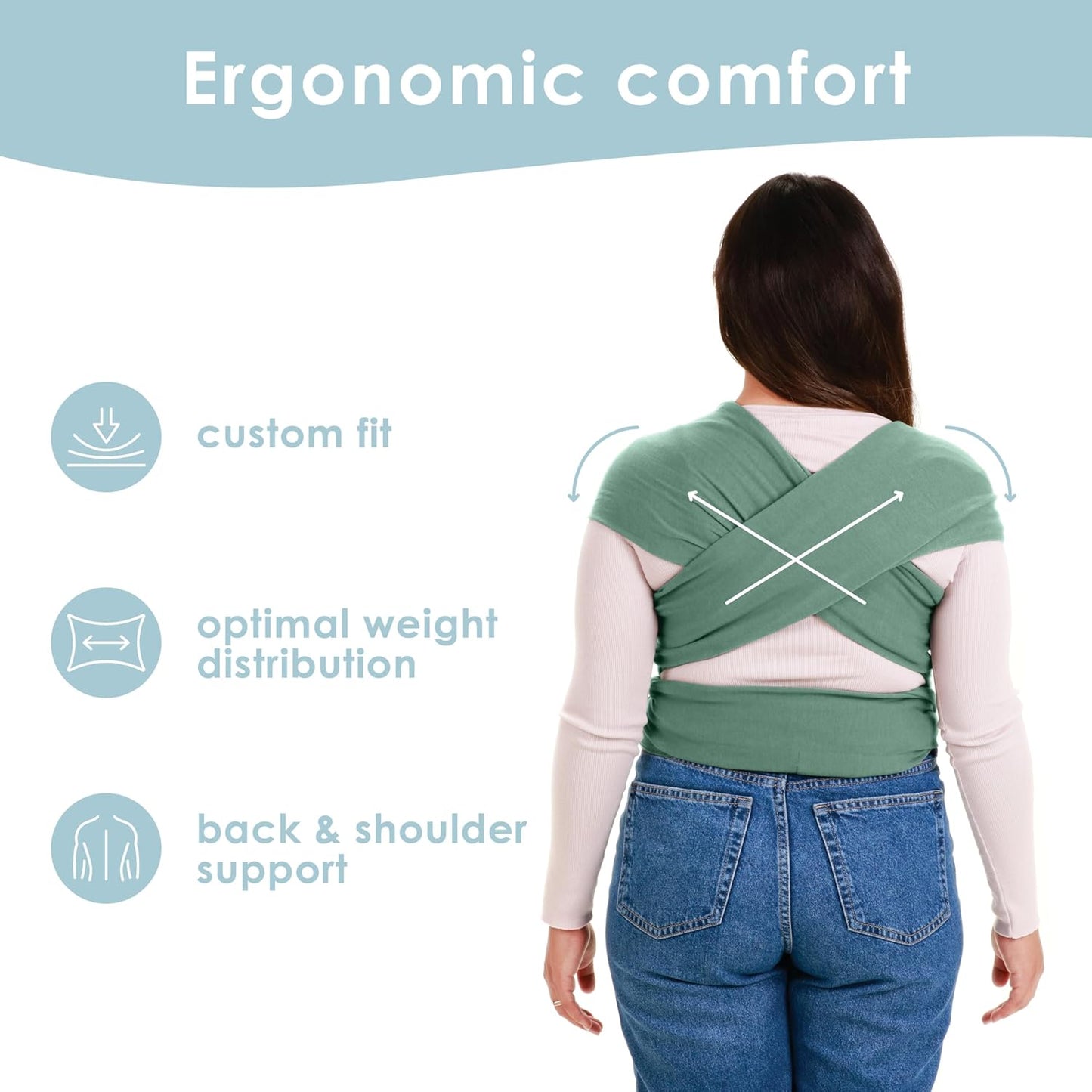 Babytragetuch für Neugeborene bis 15 kg, Poly-Spandex Blend Sage Green