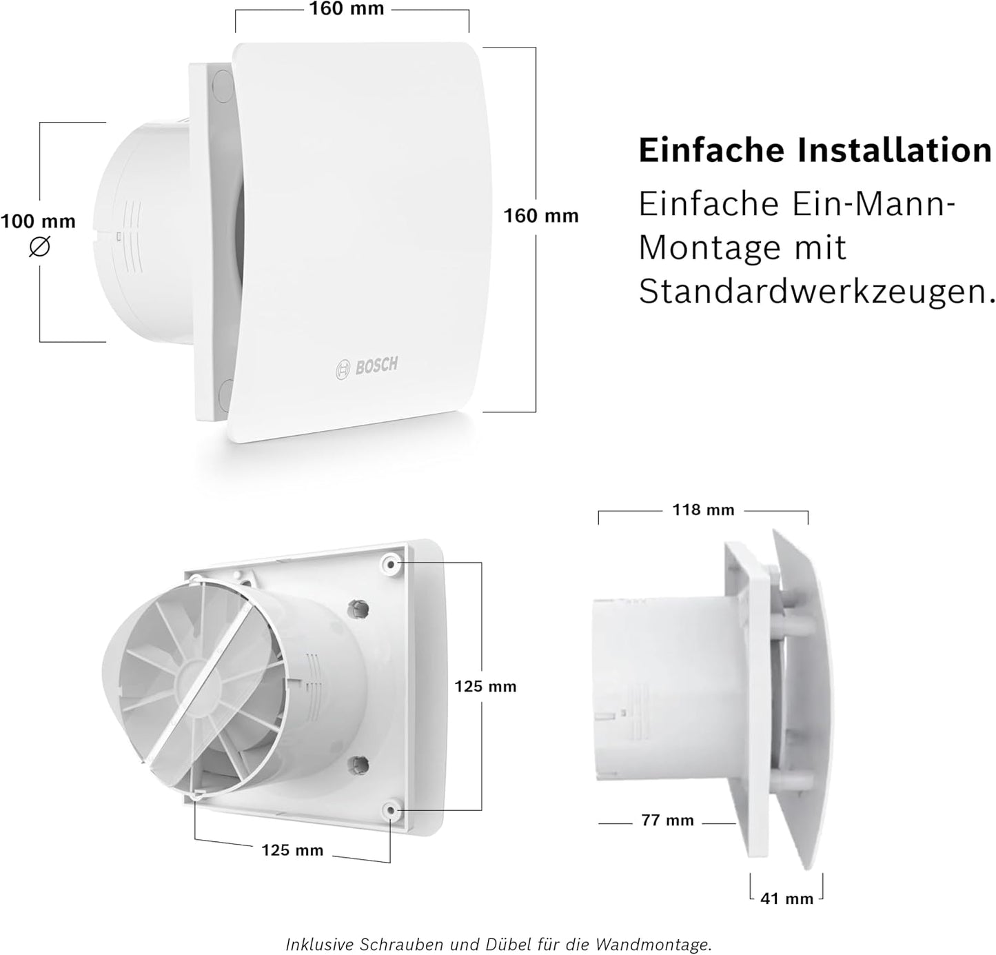 Badlüfter Fan 1500 mit Lichtschalter-Aktivierung, Lichtschalter-Aktivierung 100 mm Durchmesser