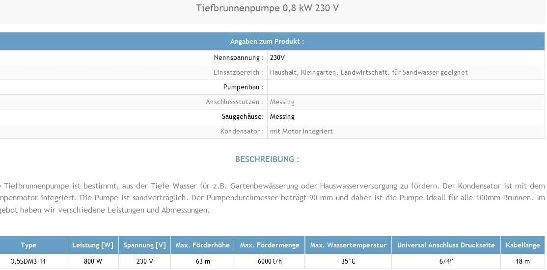 Tiefbrunnenpumpe
