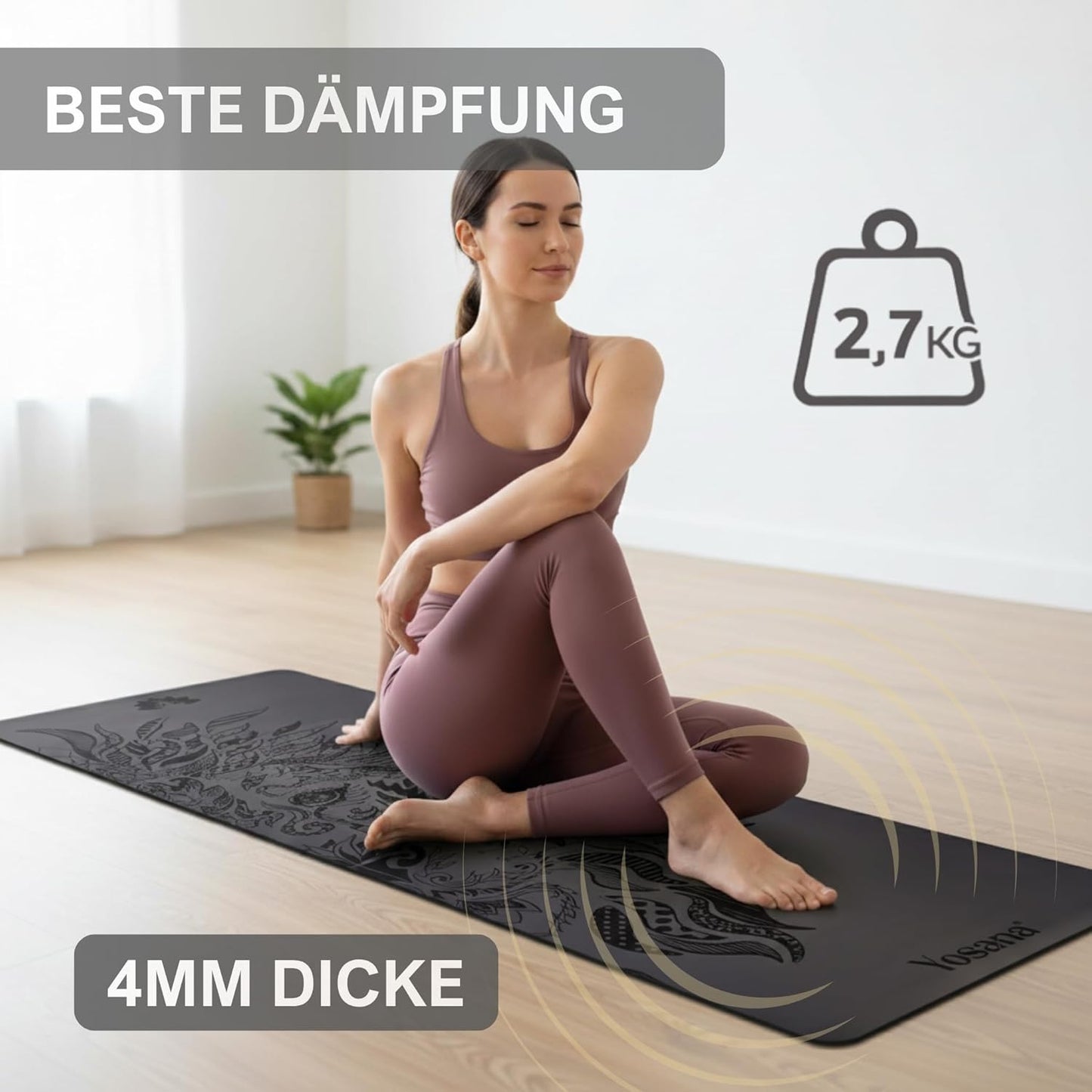 Yogamatte, Schwarz Löwe