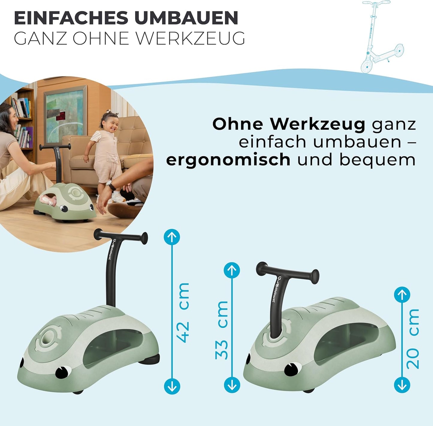 2in1 Lauflernwagen & Rutschauto ECO, Pistazie