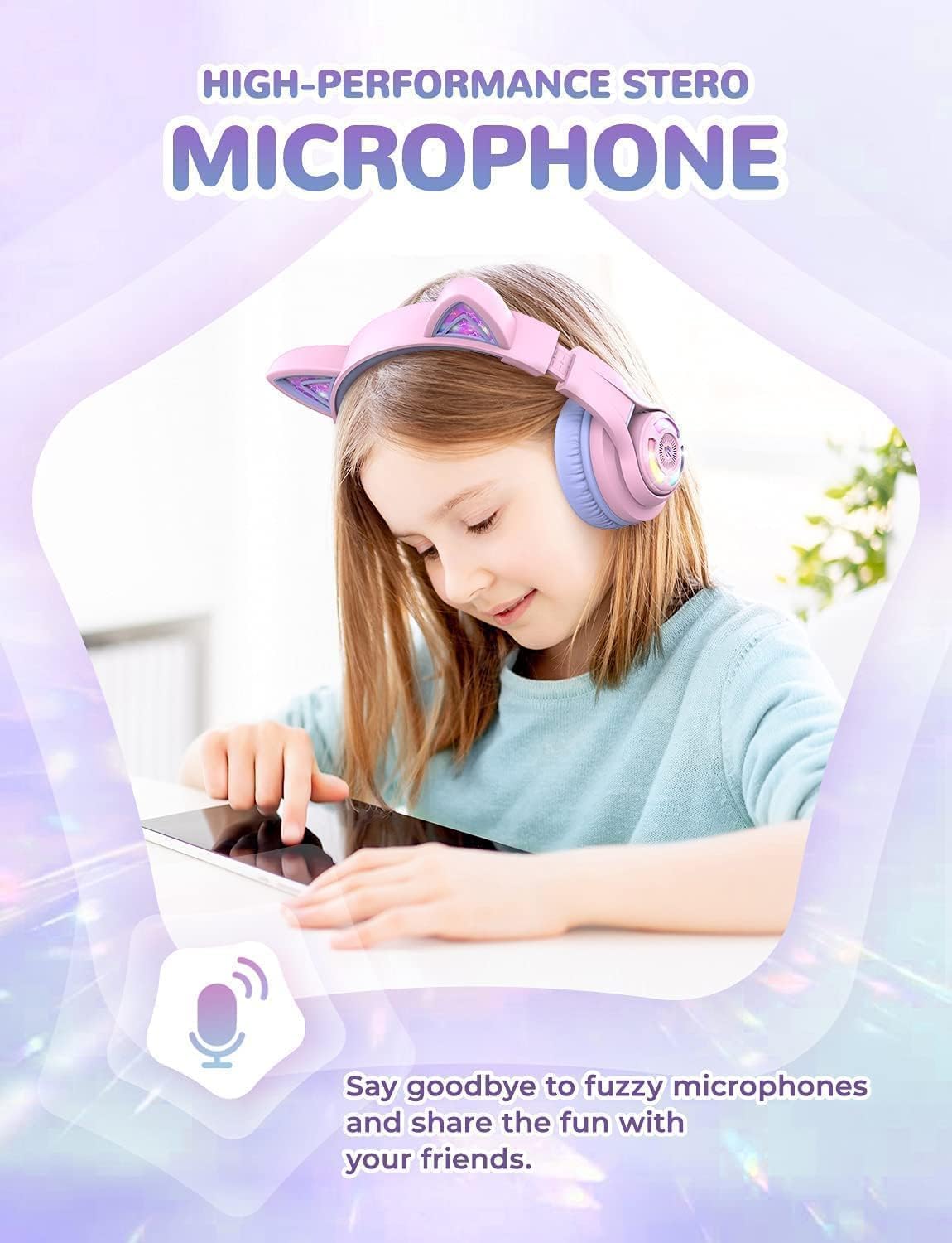 Bluetooth-Kinderkopfhörer mit Lautstärkeregler, Lila