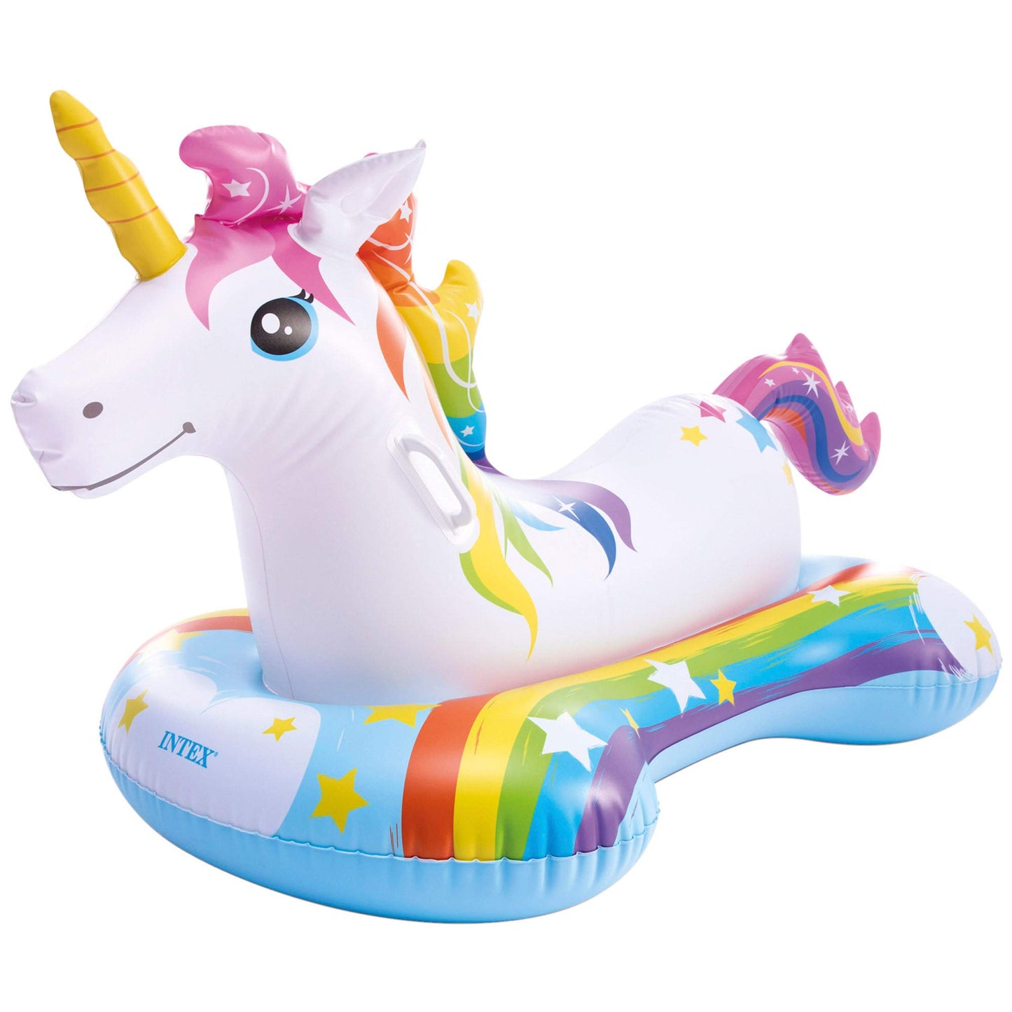 Aufblasbares Einhorn mit Basis und Haltegriffen, Weiss Einheitsgrösse Single