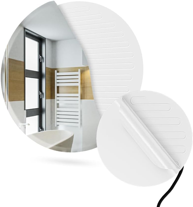 Heizfolie für Wandspiegel (Anti-Dampf, oval, 30 cm), ⌀ 30 cm Weiss