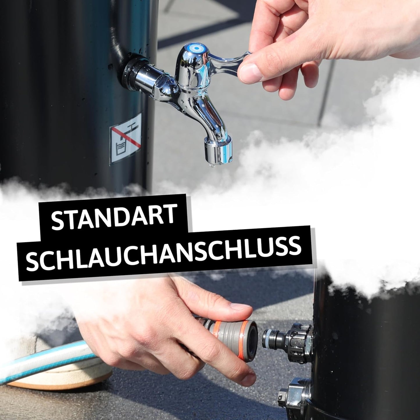 Solardusche mit Regenduschkopf & Fussdusche, 40L, schwarz