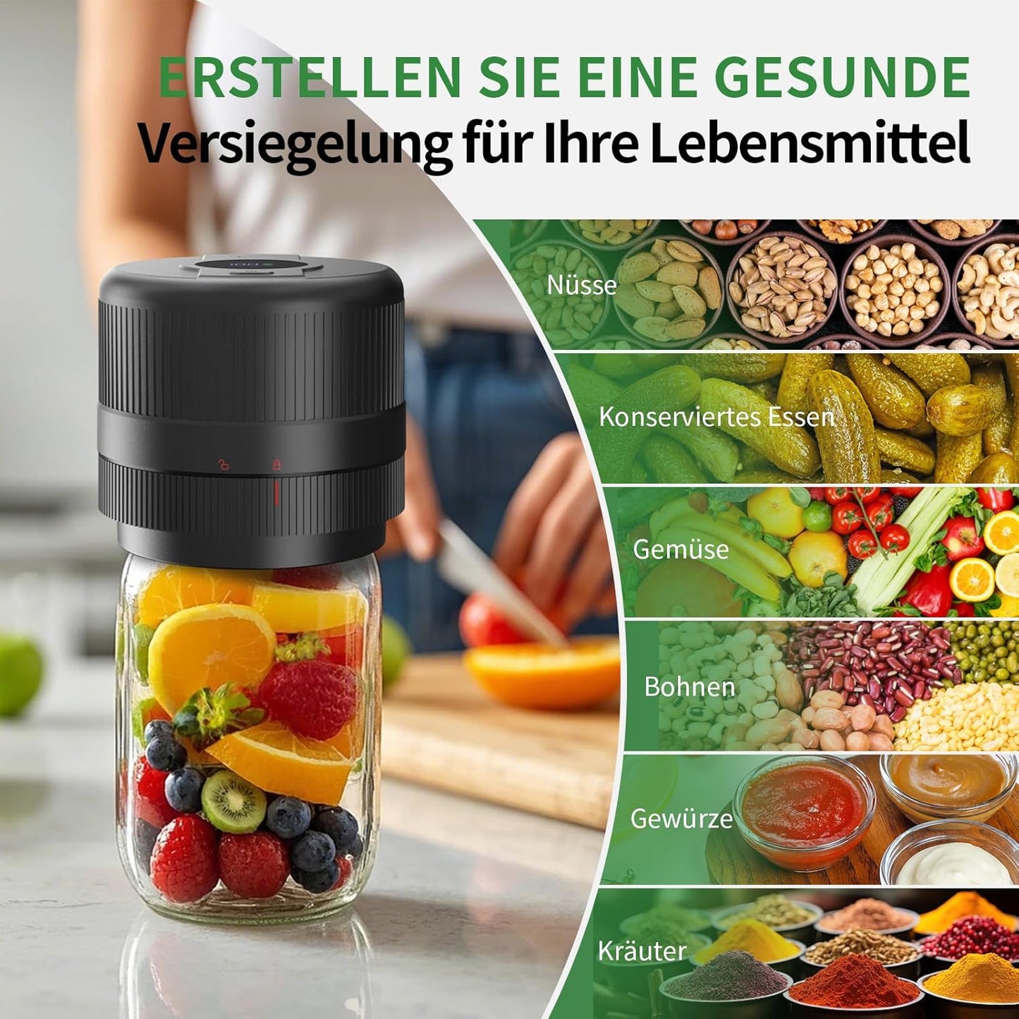 Elektrischer Vakuumierer für Einmachgläser, Schwarz