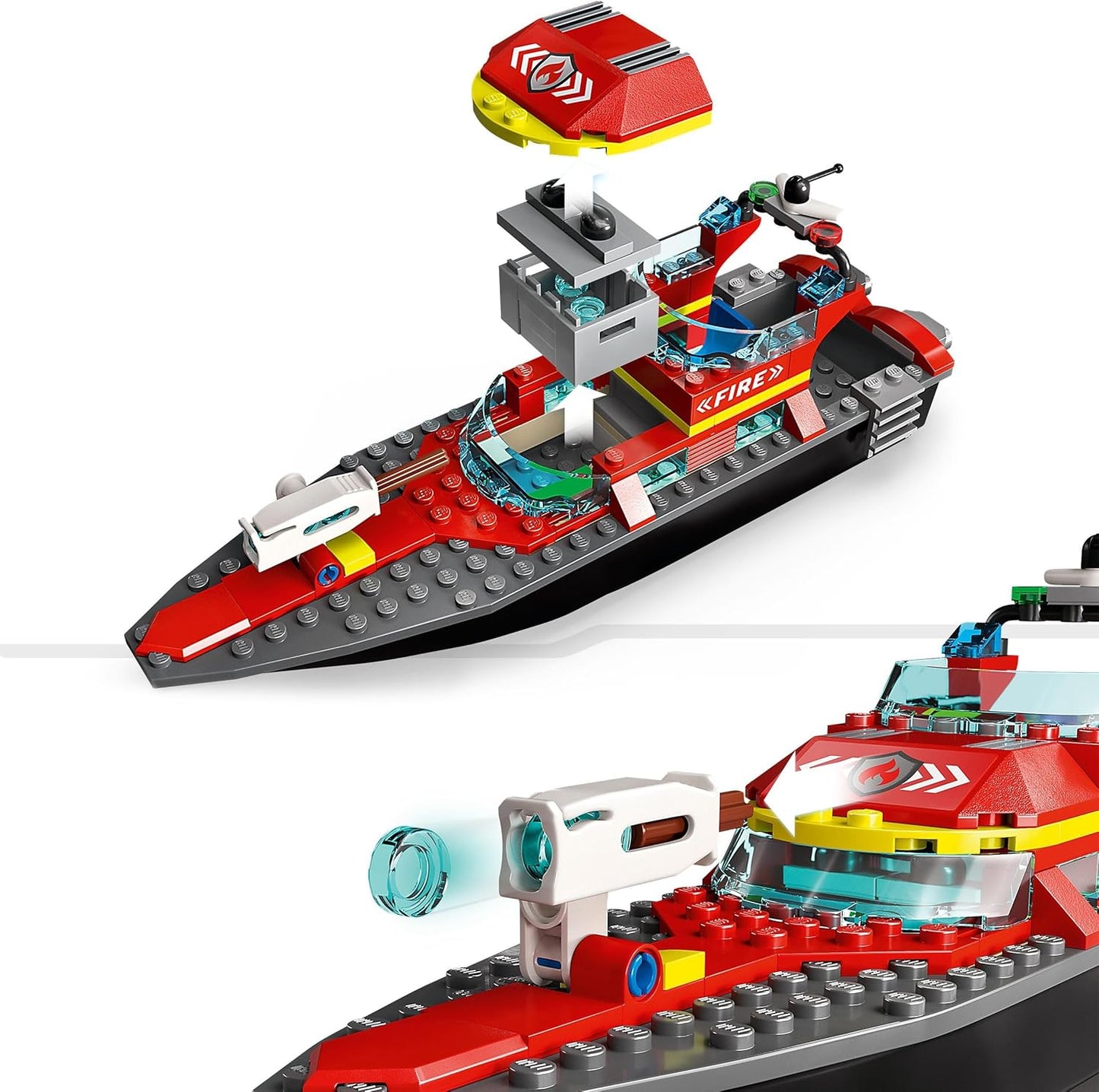 Feuerwehrboot-Spielset mit Rennboot und Minifiguren