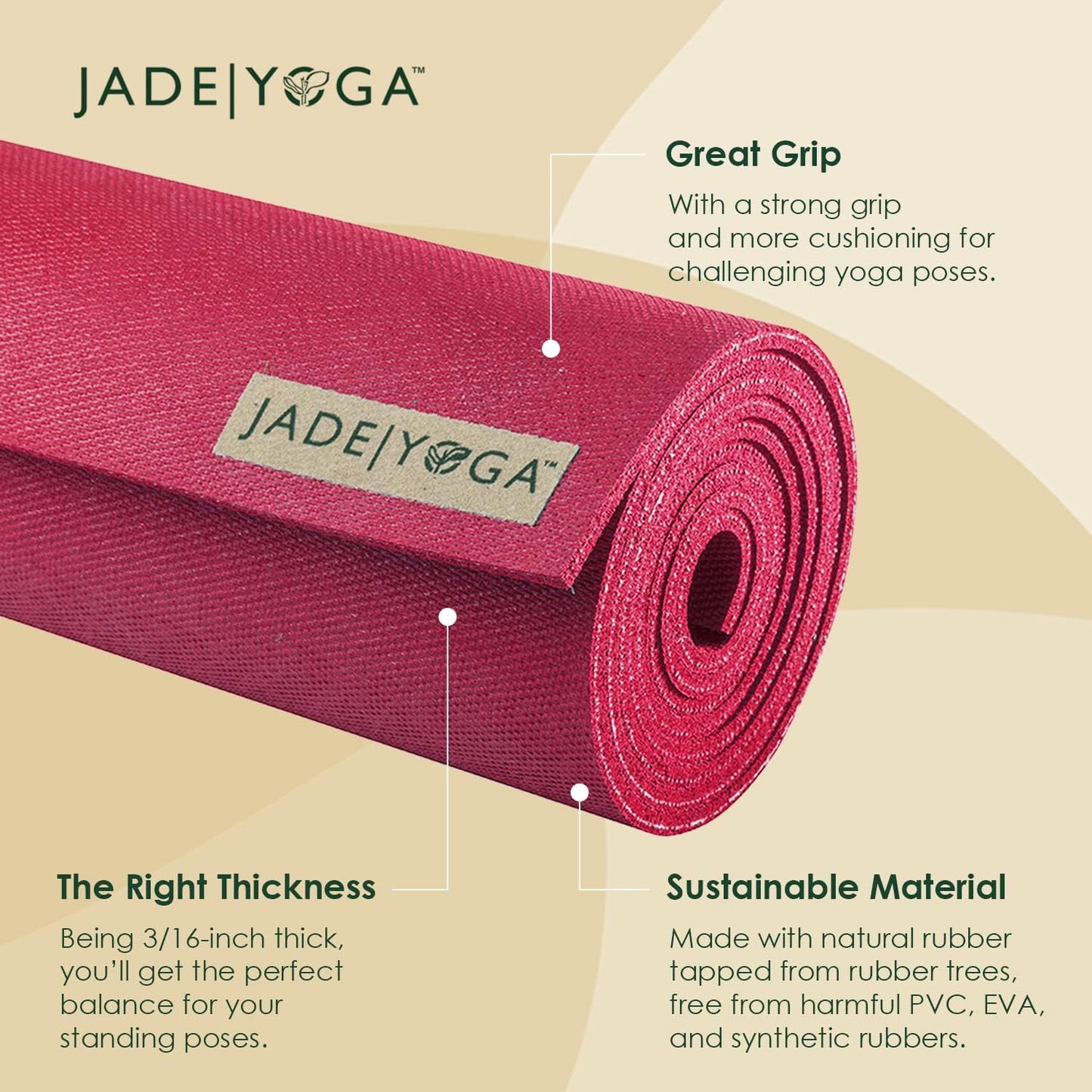 Harmony Yogamatte für sicheren Halt, himbeer ; 1 EA