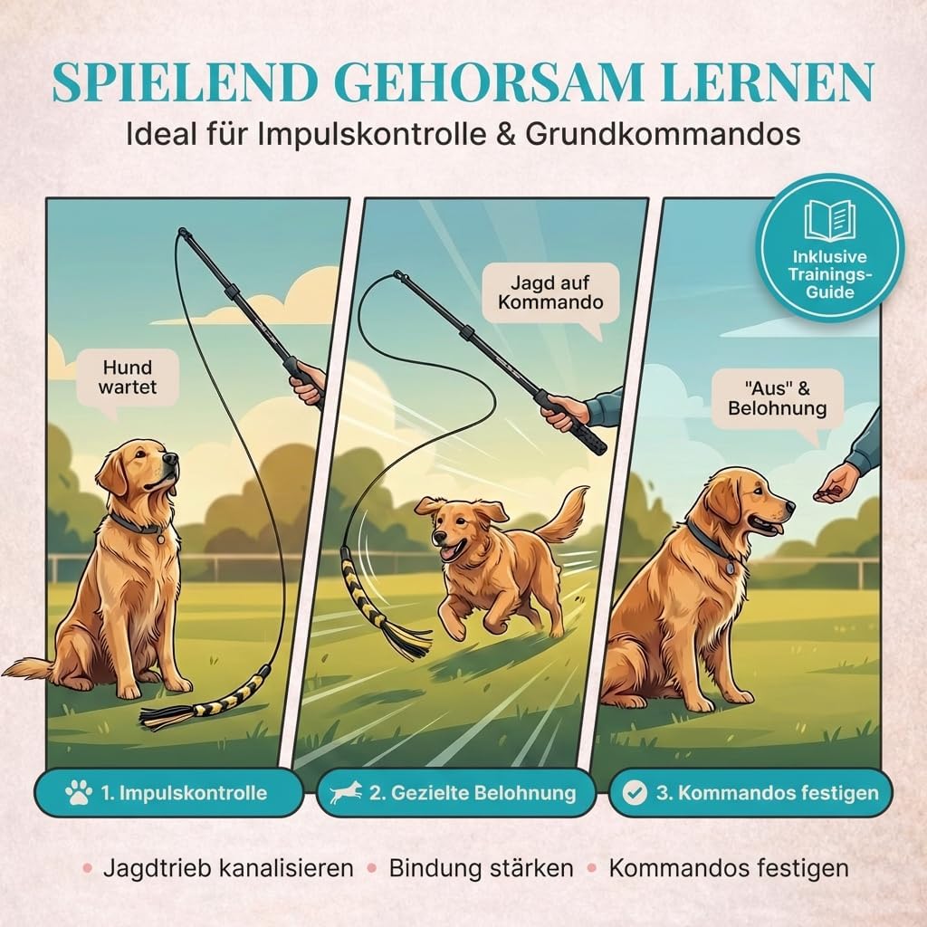 Reizangel für Hunde, Reizangel 102cm + Seile 110cm Schwarz