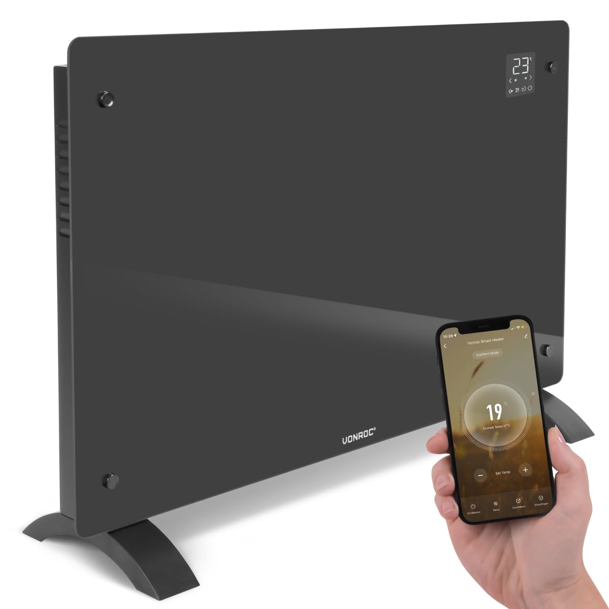 Elektro-Konvektor, App-gesteuert, Grau 2000W