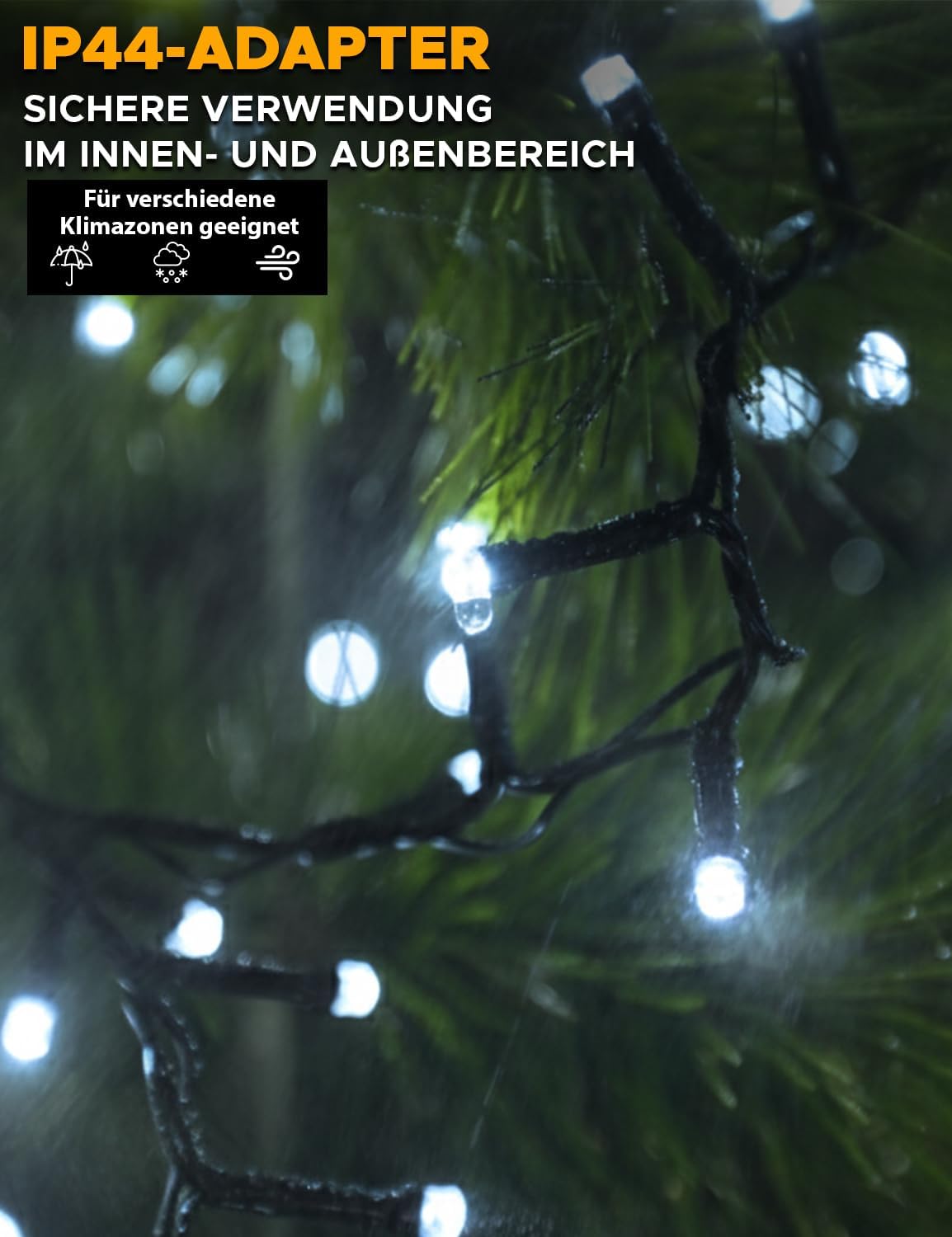 Cluster-Lichterkette mit 1000 LEDs, Timer und Speicherfunktion, Kaltweiss 1000