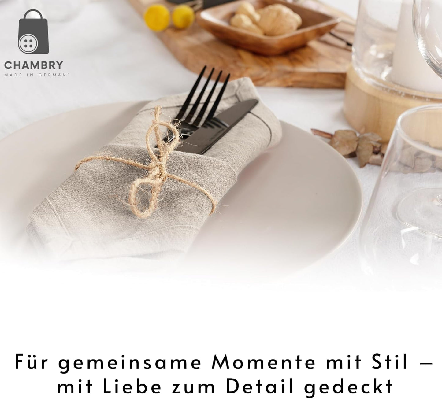 6er-Set Leinen-Stoffserviette, Sand