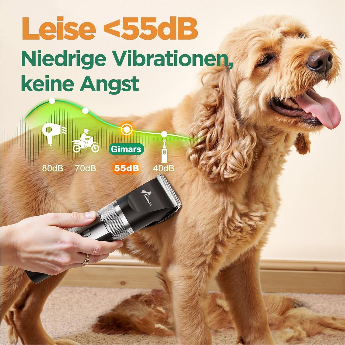 Hundeschermaschine mit Zubehör, 4-in-1 Pfotentrimmer + Schermaschine + Scherenset Silber