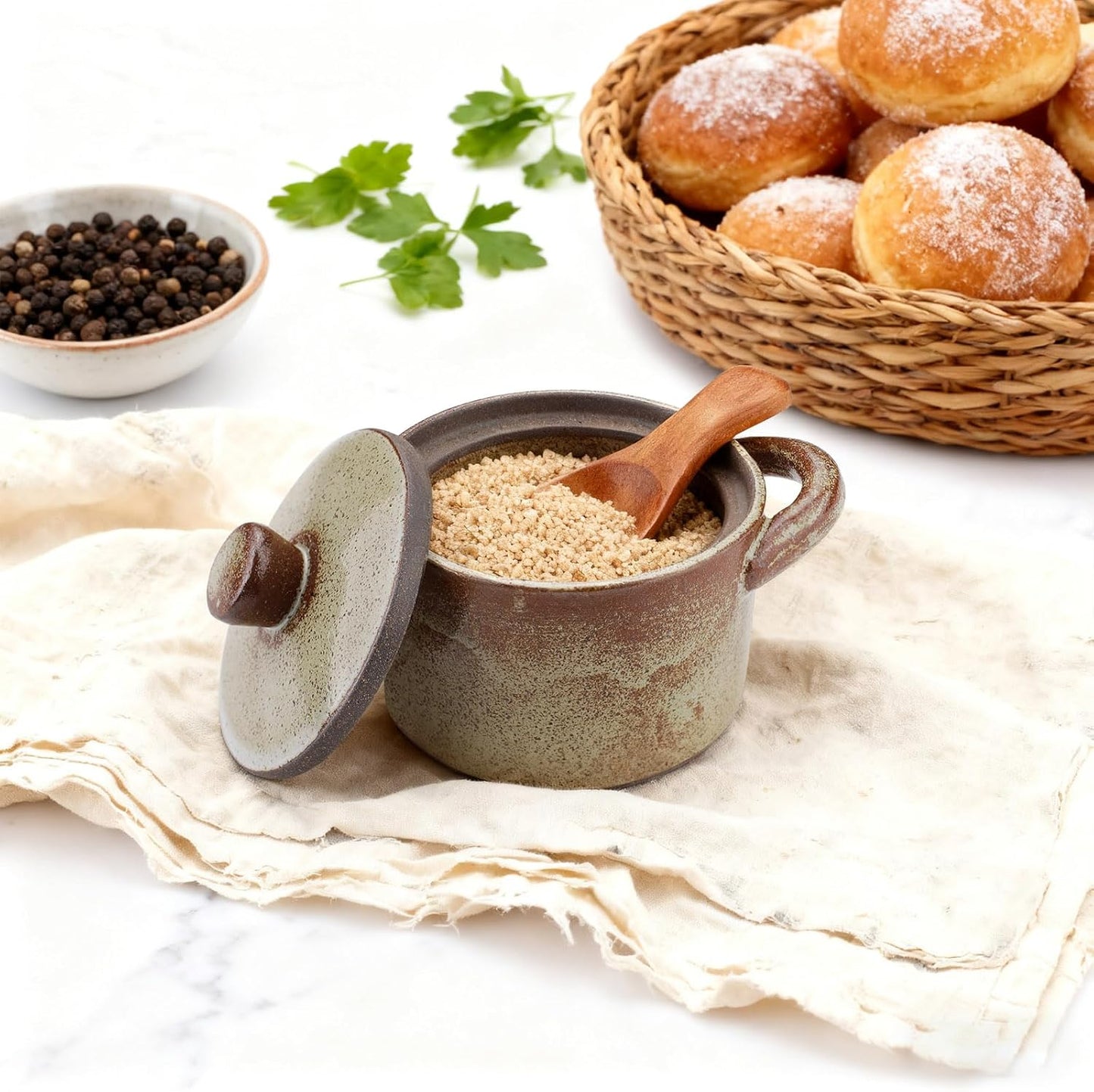 Salzbehälter mit Holzlöffel, 1 Stück