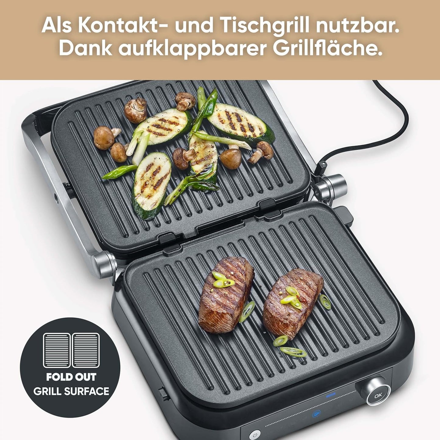 Kontaktgrill mit 7 Automatikprogrammen, DESIGN Kontaktgrill - Mit 7 Automatikprogrammen