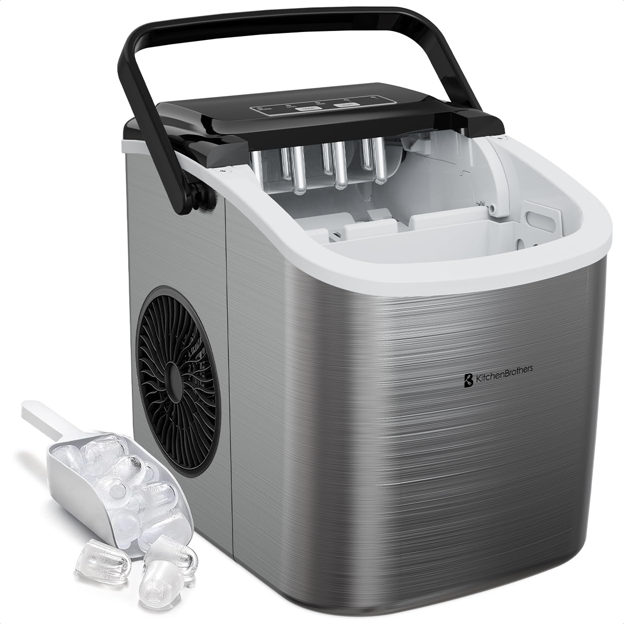 Eiswürfelmaschine mit Ice Crusher Funktion, Silber