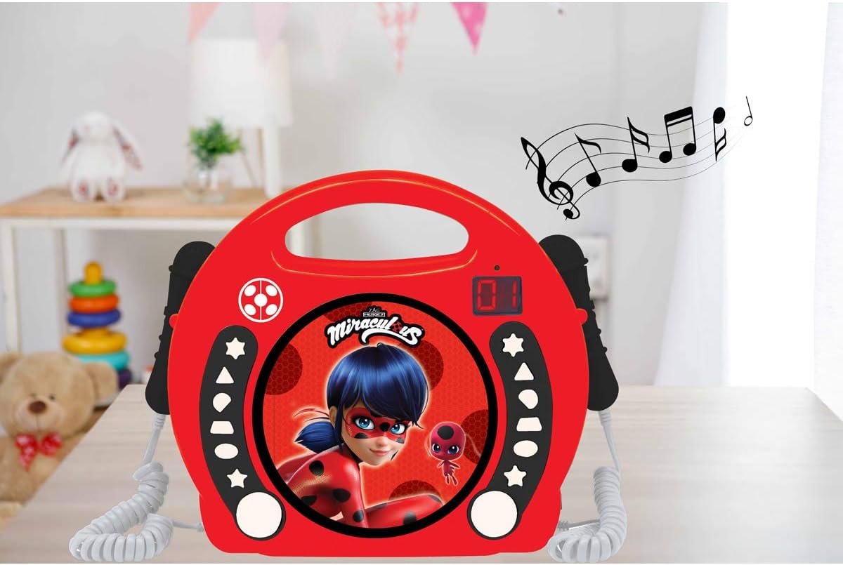 Tragbarer CD-Spieler Miraculous mit Mikrofonen und Karaoke-Funktion, Miraculous