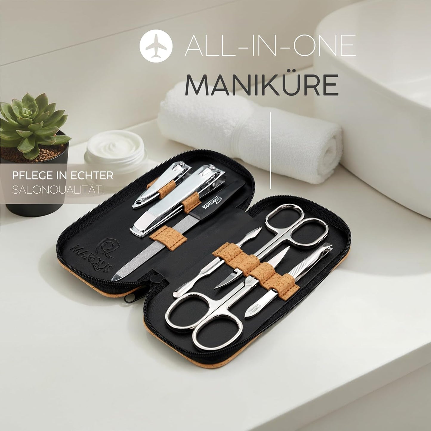 7-teiliges Maniküre-Set mit Lederetui, 10. Kork