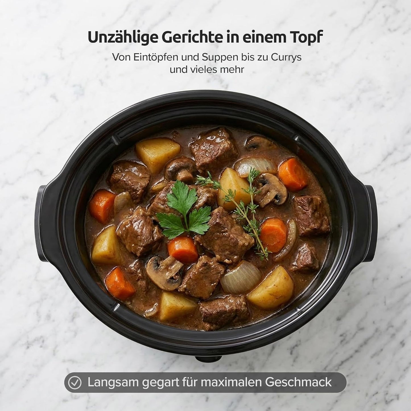 Slow Cooker 6L mit Keramik-Innentopf und 3 Stufen