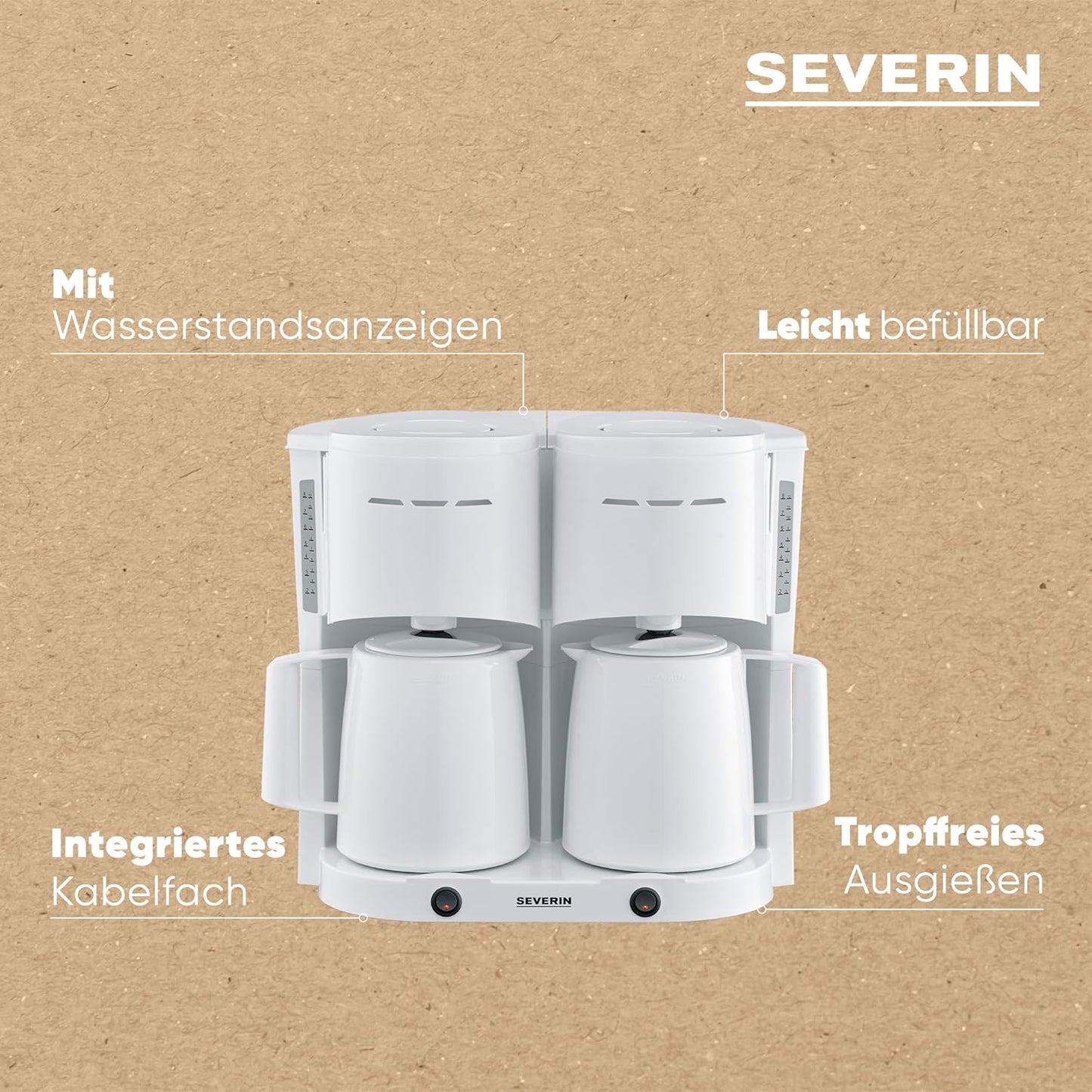 Duo Filterkaffeemaschine KA 9314 mit Thermoskannen, weiss, DUO (2 Thermokannen, 16 Tassen)