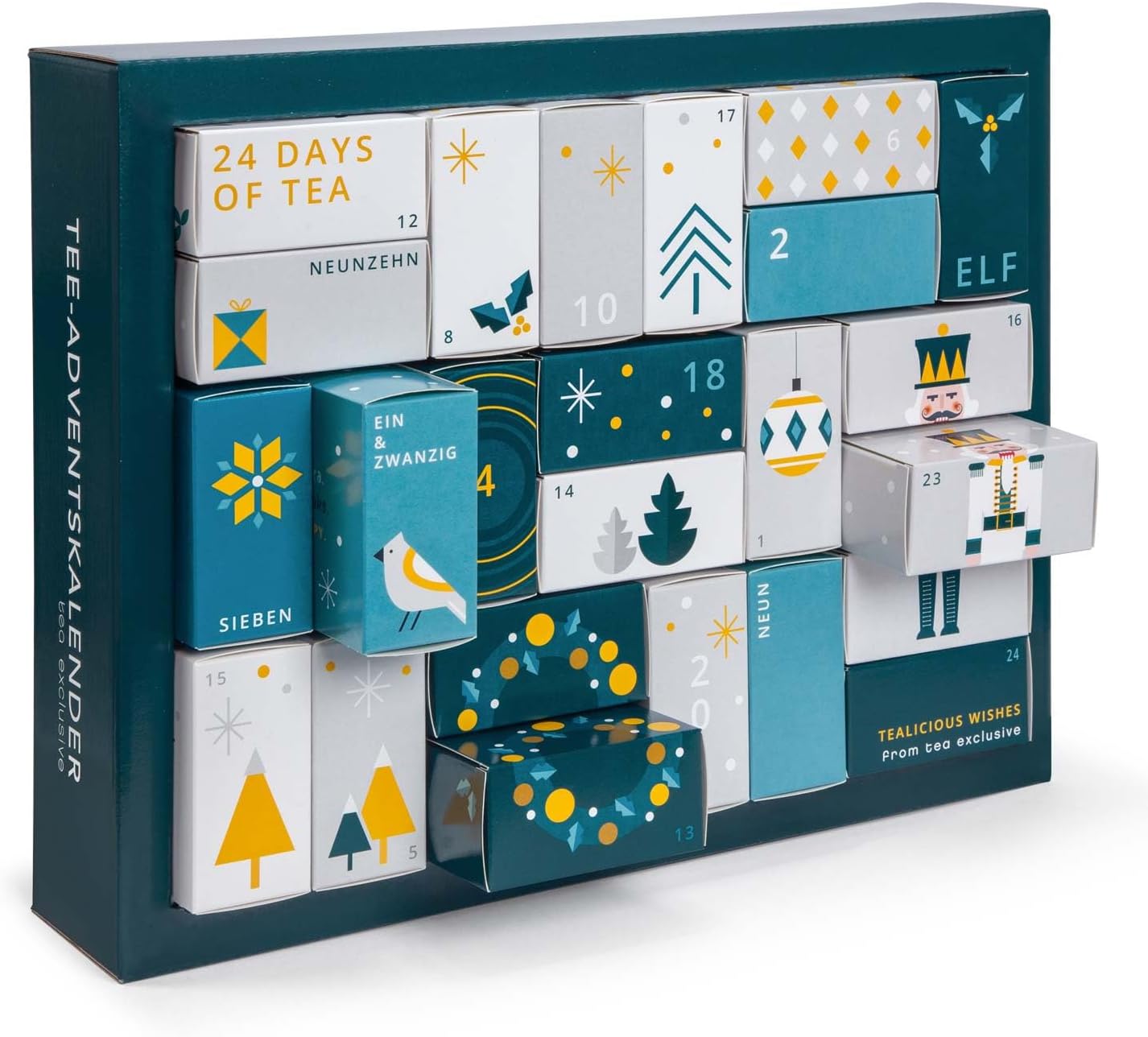 Tee-Adventskalender mit 24 Pyramidenbeuteln, Green Edition - Pyramidenbeutel
