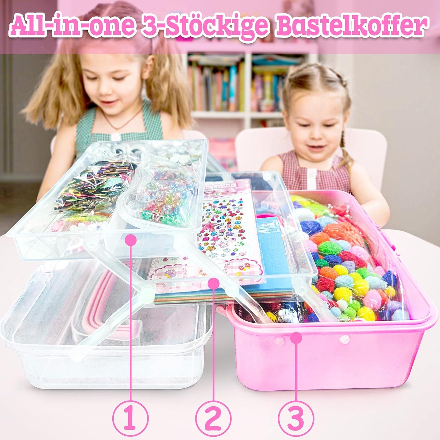 Kinder Bastelbox, Rosa 3000Pcs
